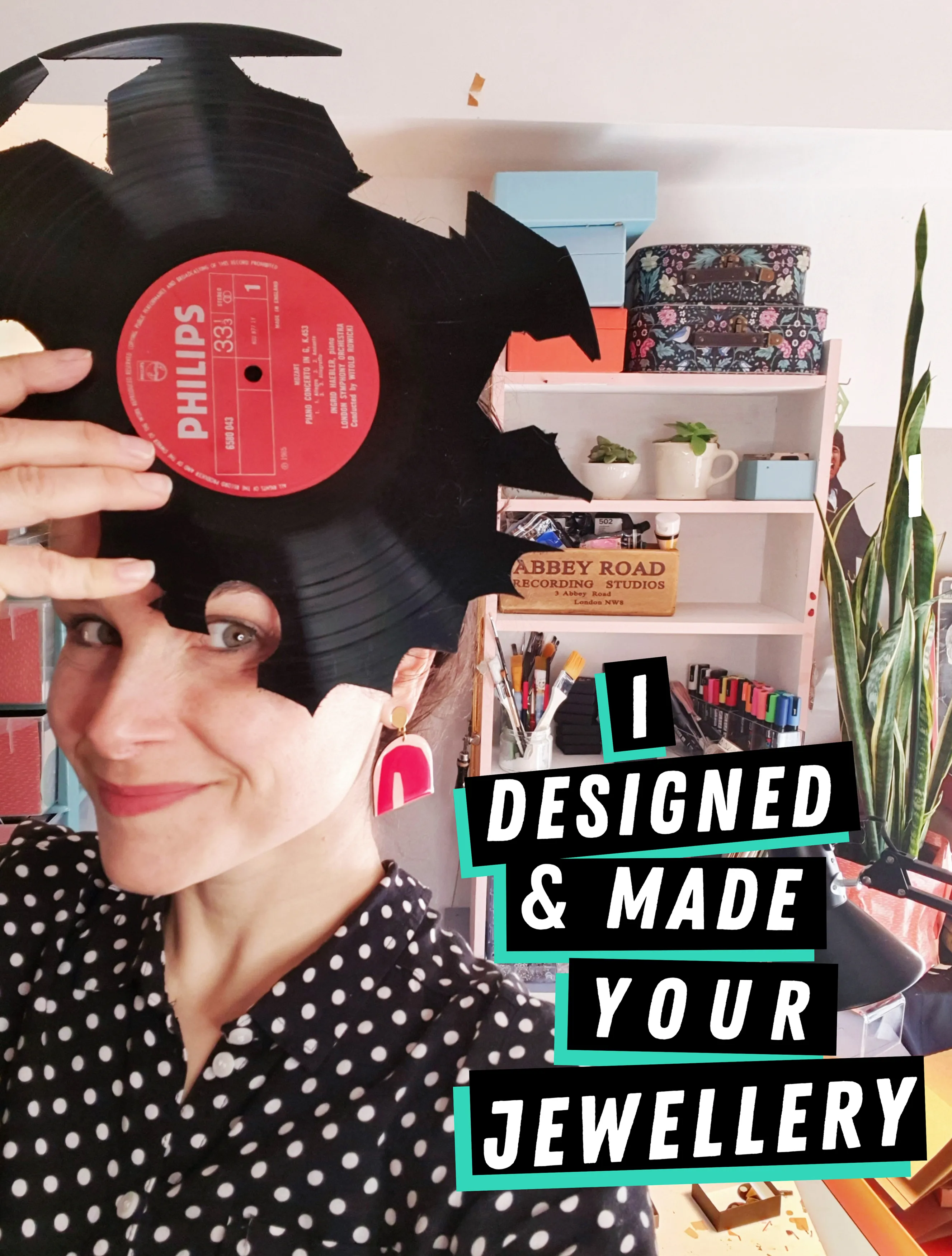 Stylish yet upcycled long vinyl record earrings