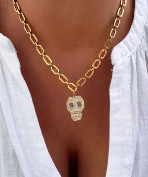 Sugar Skull Cubic Zirconia Necklace