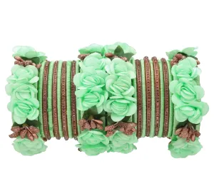 Sukriti Beautiful Handcrafted Pista Flower Designer Silk thread Bridal Chuda Wedding Bangles for Women – Set of 22