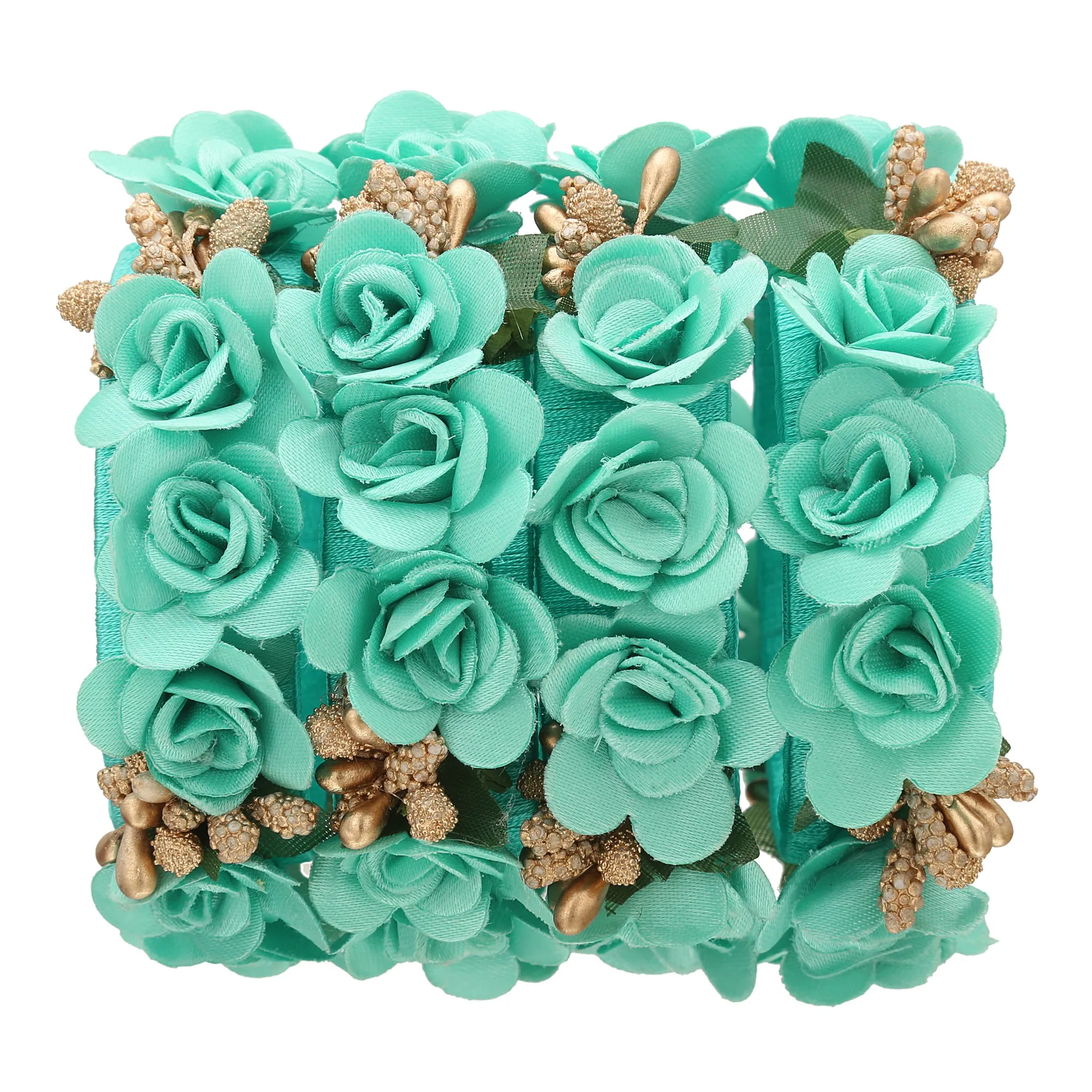 Sukriti Beautiful Handcrafted Turquoise Flower Designer Silk thread Bridal Chuda Wedding Bangles for Women – Set of 22
