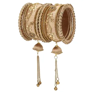 Sukriti Party wear Silk Thread Tassel Latkan Gold Bangles Jewelry for Girls & Women – Set of 18