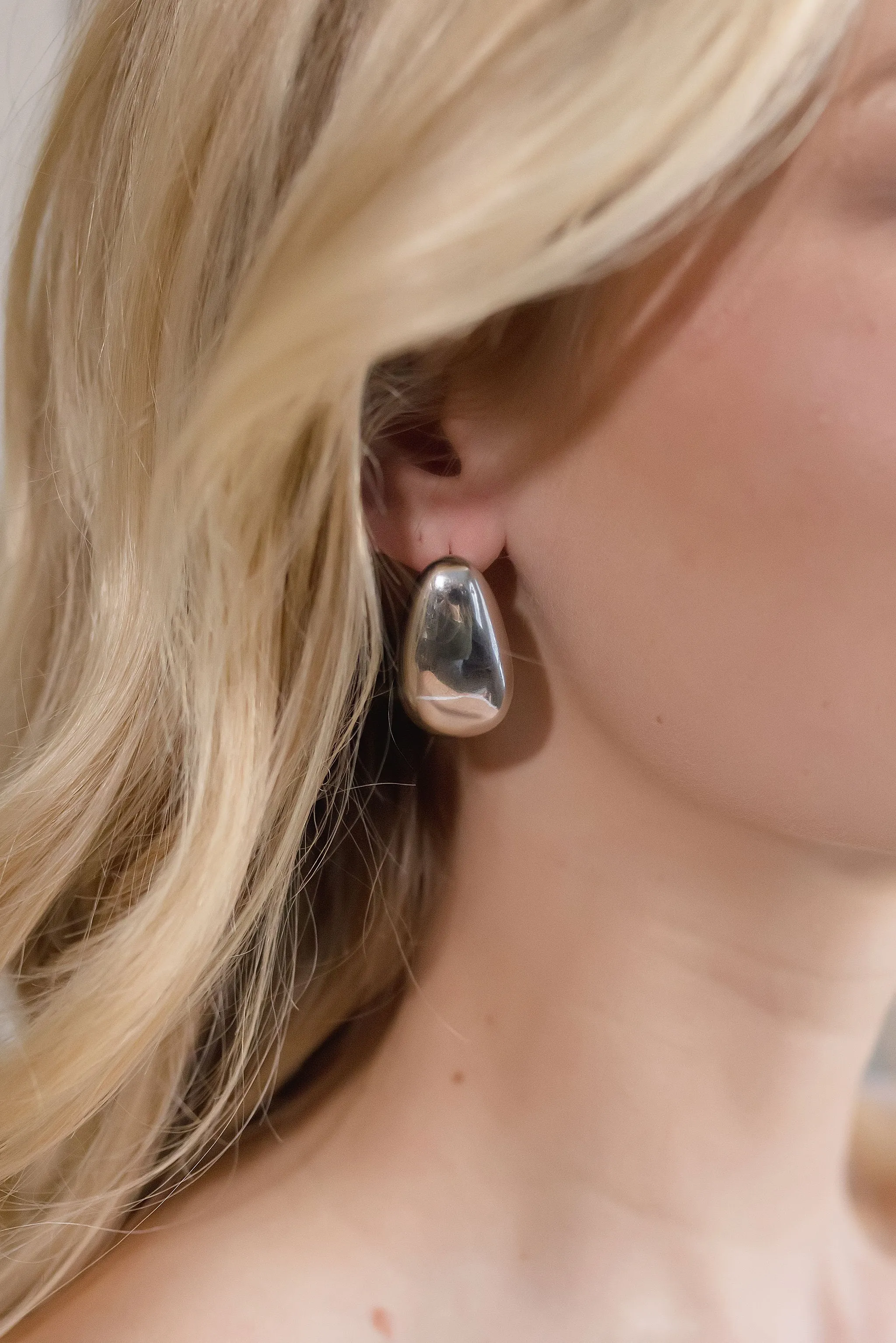Sutton Chunky Teardrop Earrings Silver