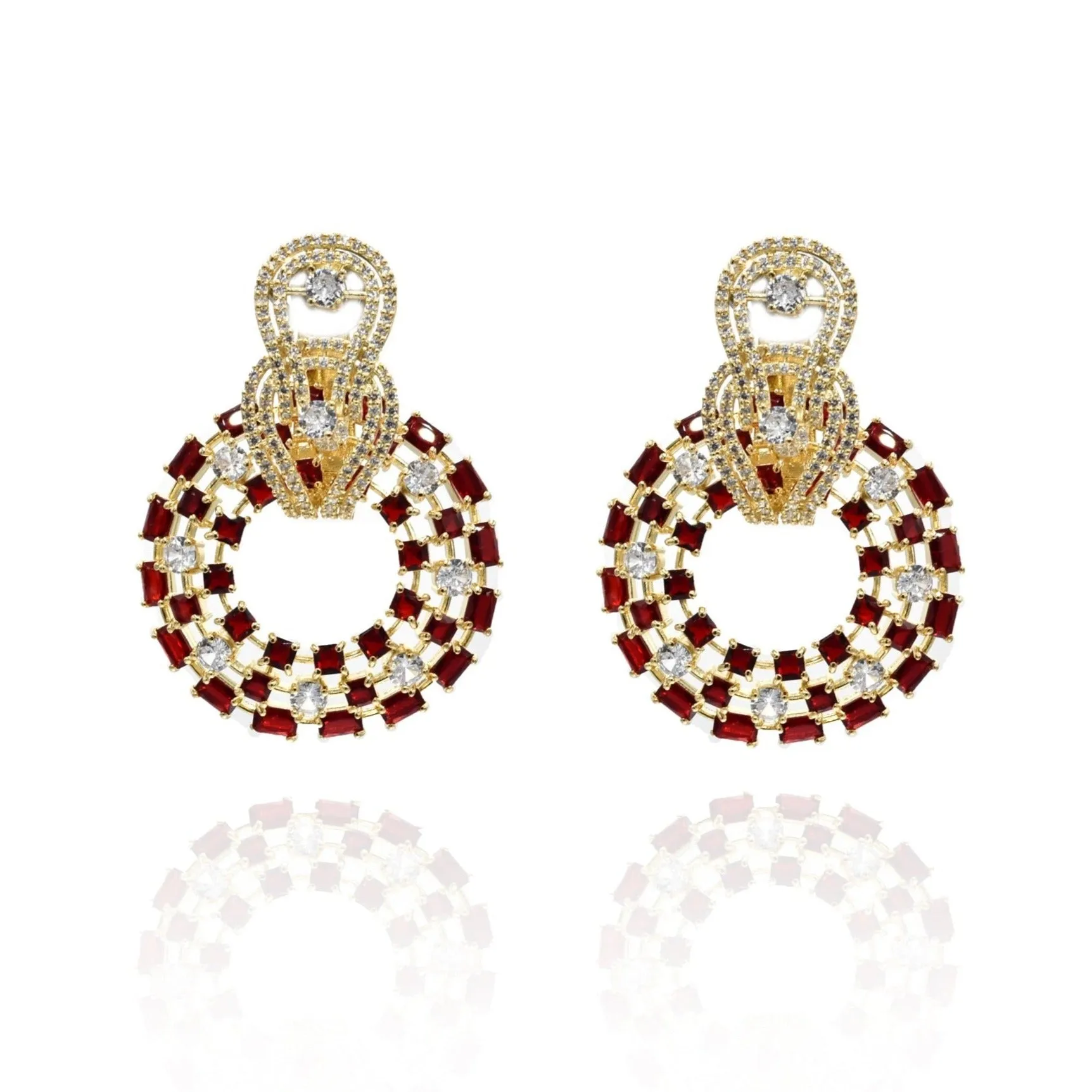 Suzy Zirconia Studded Red Gold Earrings