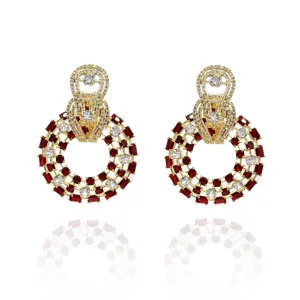 Suzy Zirconia Studded Red Gold Earrings