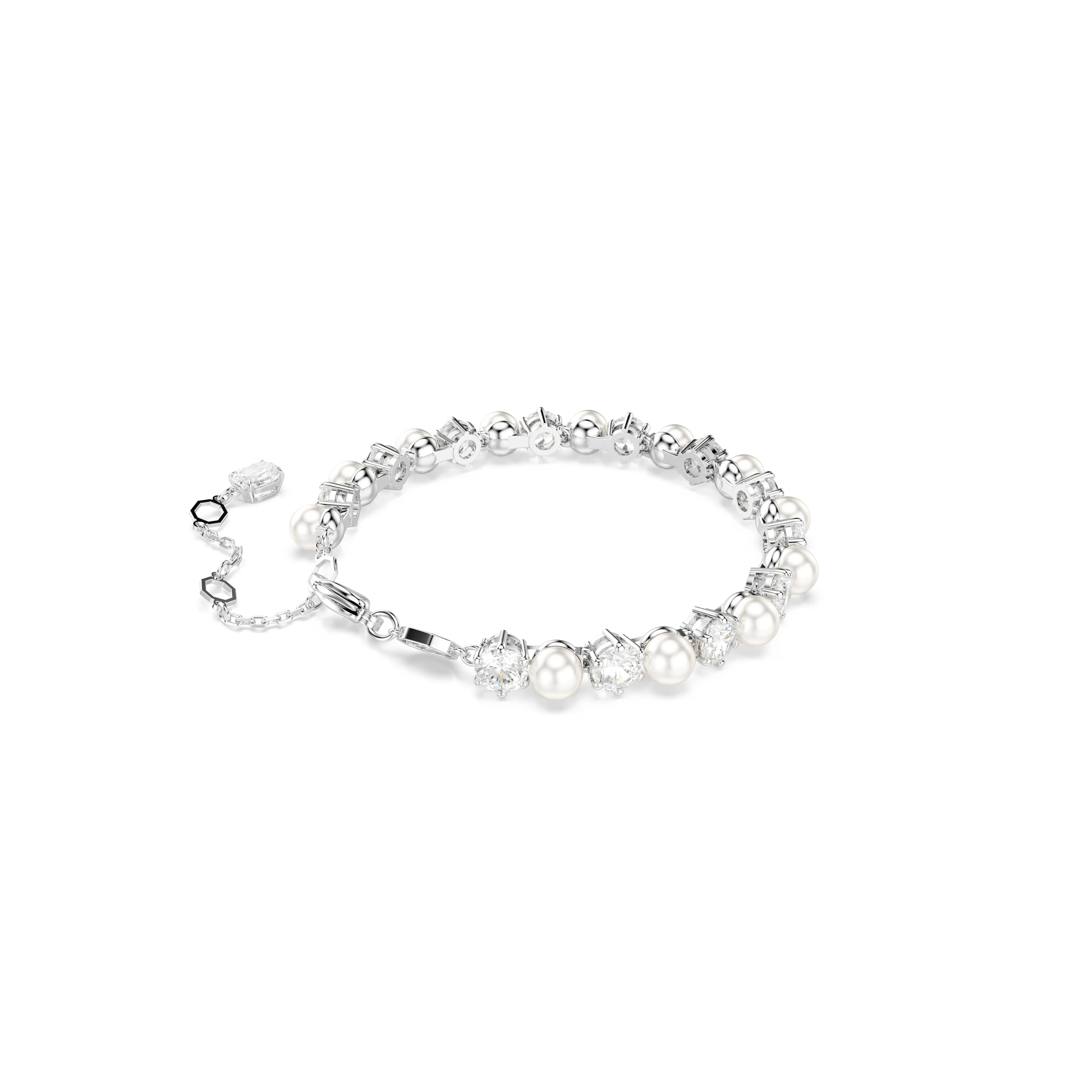 Swarovski Rhodium White Pearl Matrix Tennis Bracelet