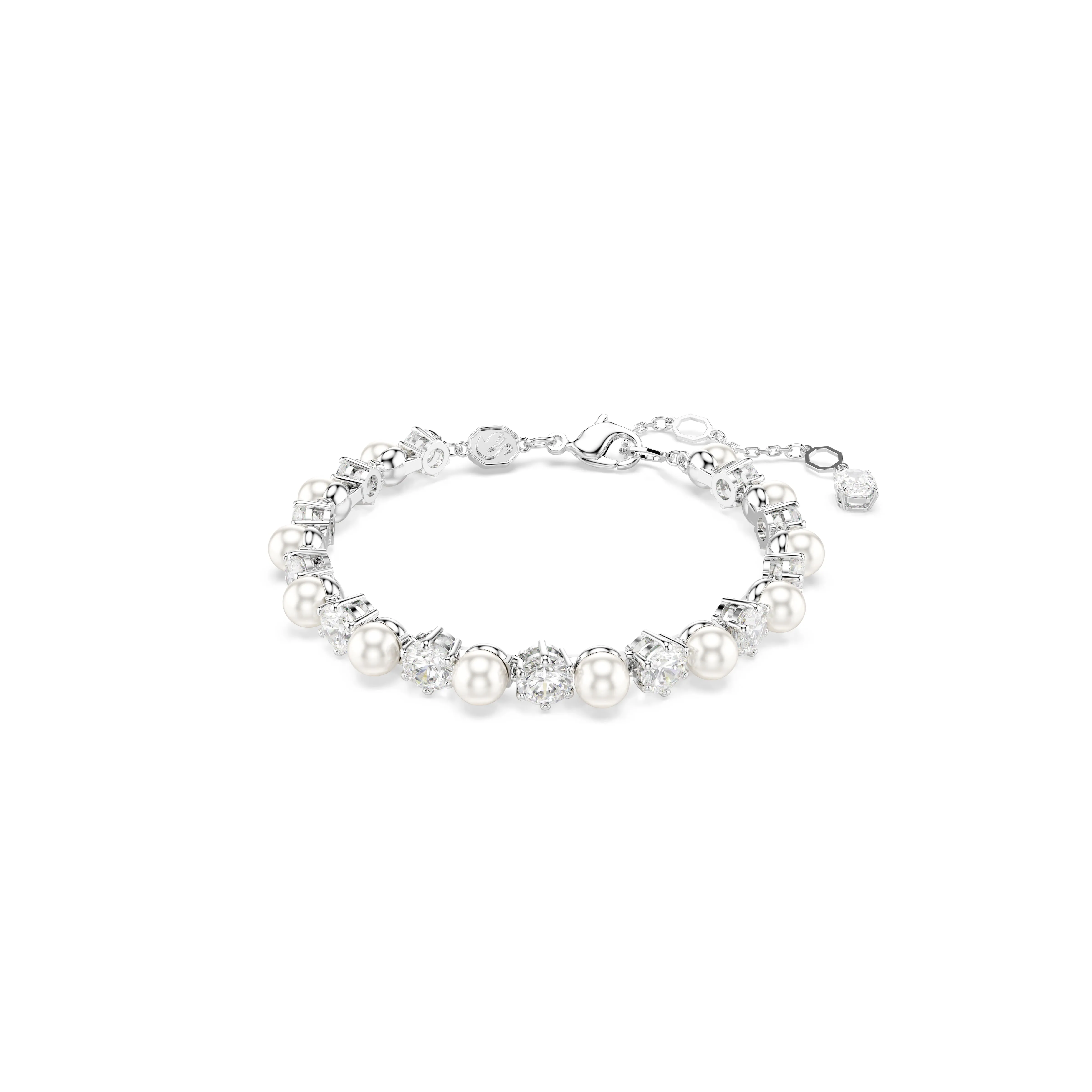 Swarovski Rhodium White Pearl Matrix Tennis Bracelet