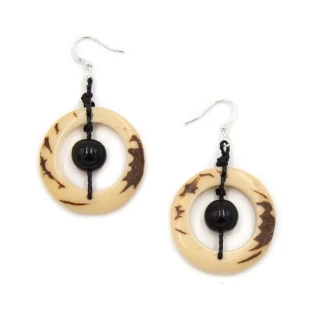 Tagua Lorena Ivory and Onyx Earrings