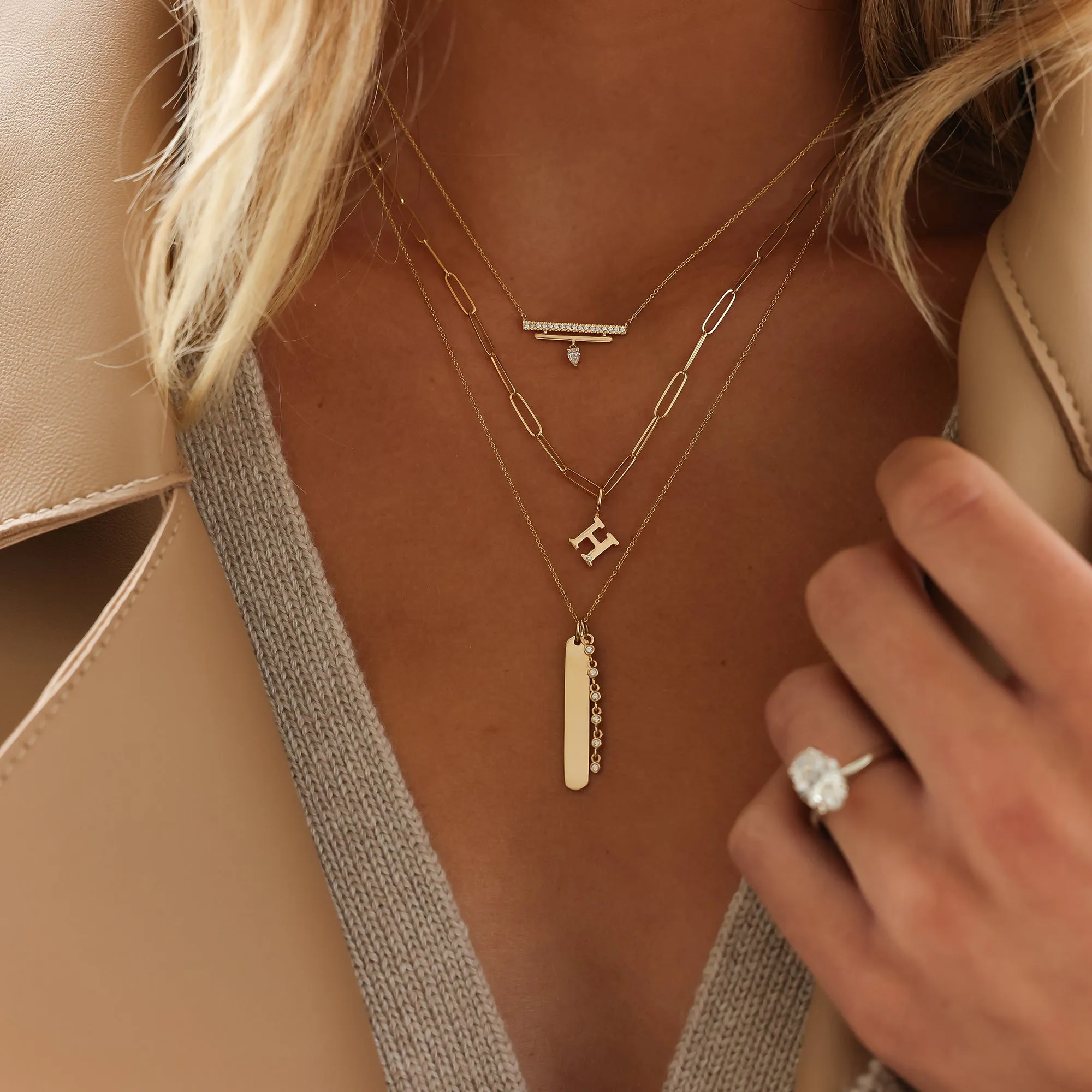 Taylor Elaine Double Bar Charm Necklace