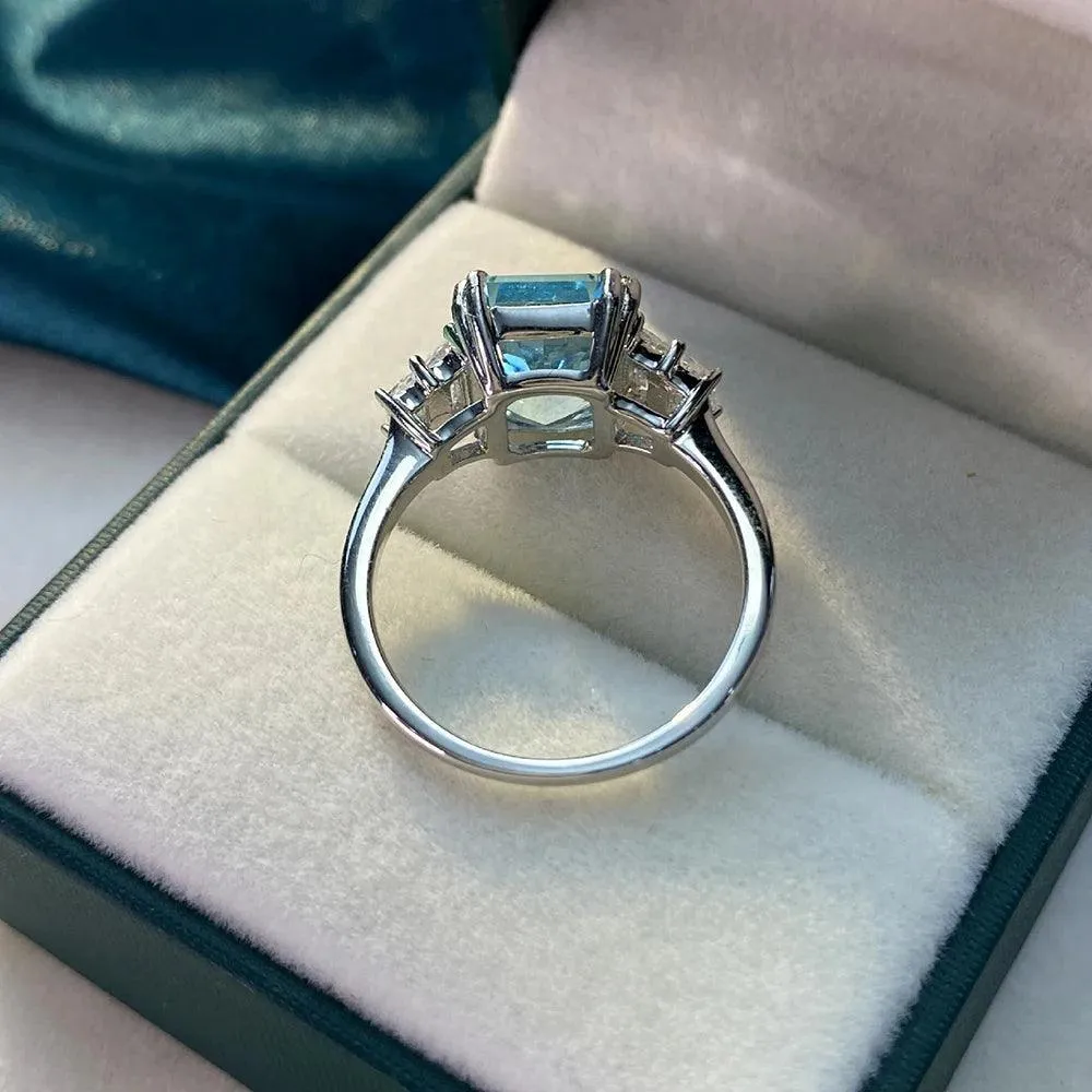 Terrific Blue Ice Cutting High Quality AAAAA High Carbon Diamonds Women's High Quality Fashion Fine Rings