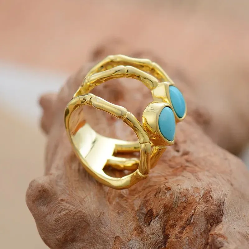 The Gold Plated Turquoises Ring