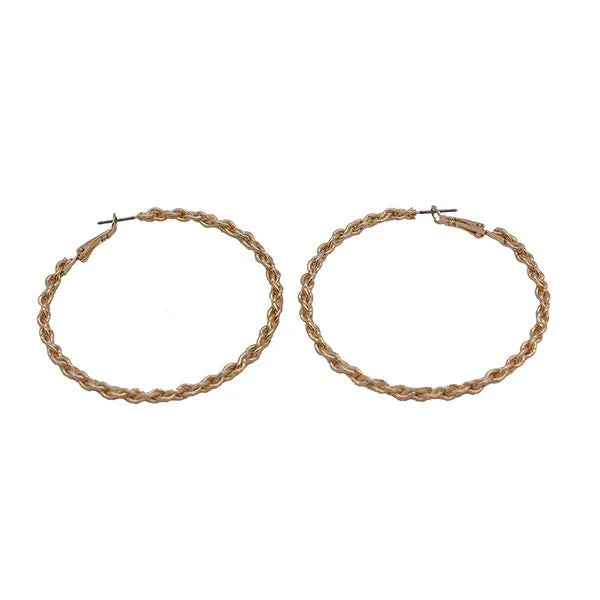 THIN CHAIN TEXTURE HOOP EARRINGS