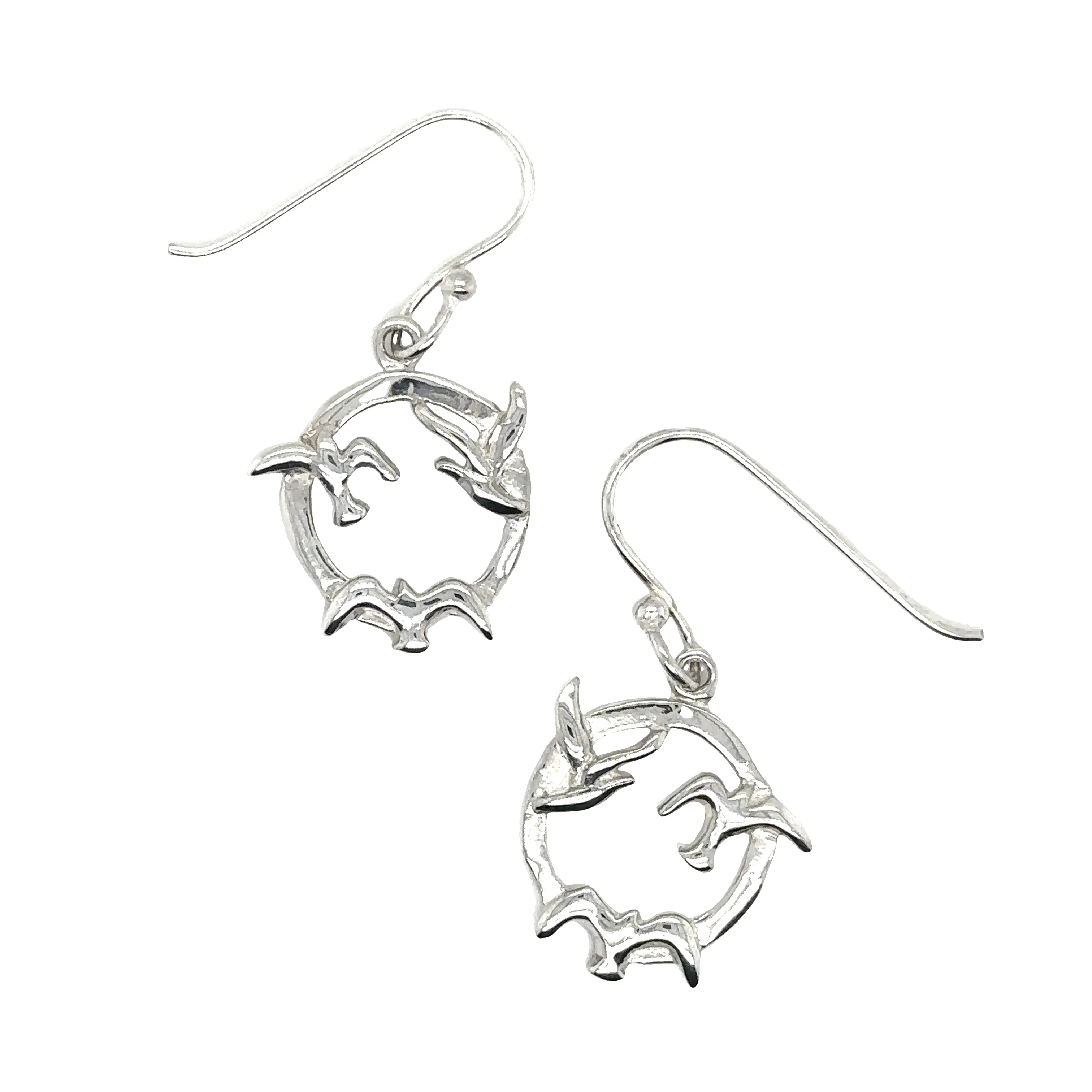 Three Seagulls Round Earrings