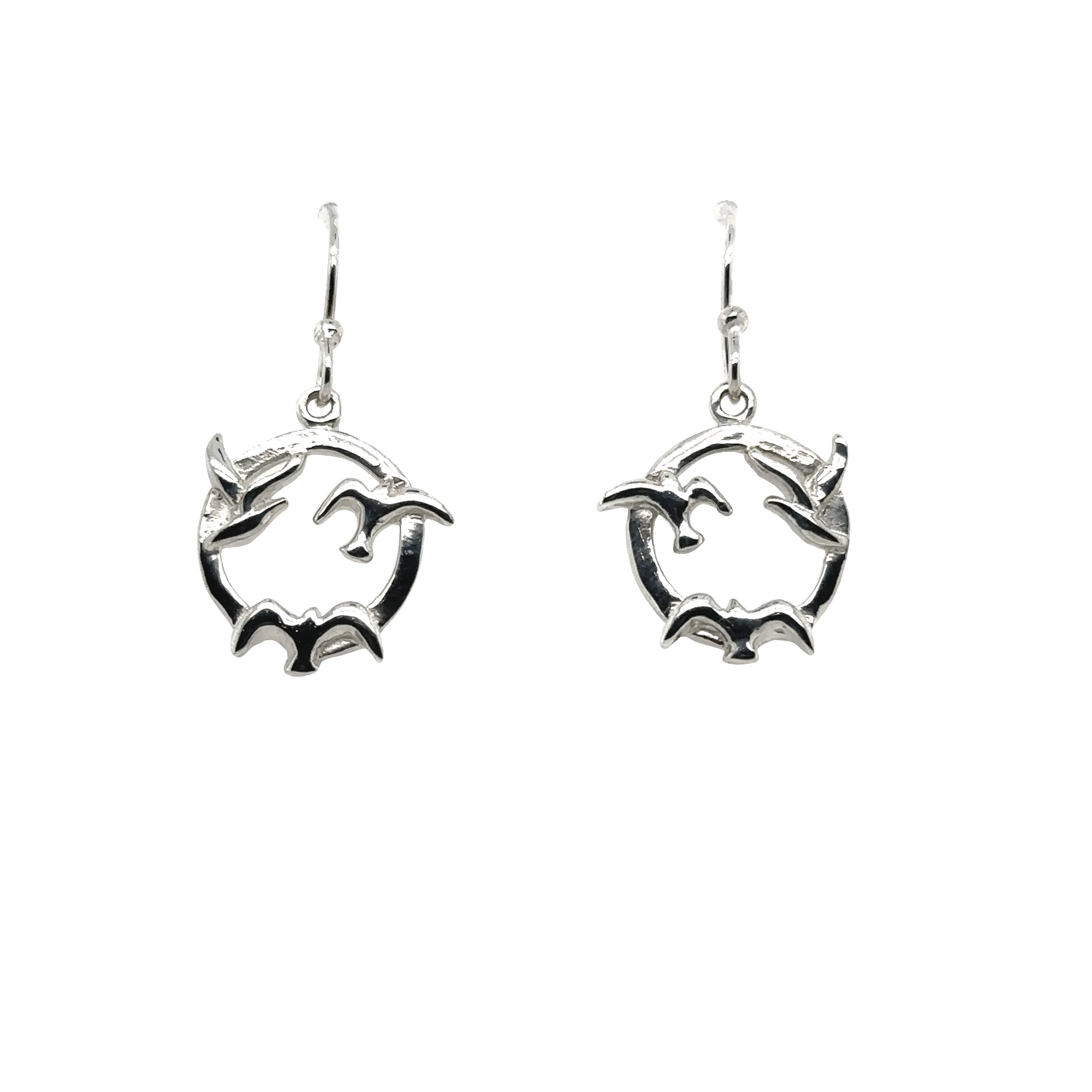 Three Seagulls Round Earrings