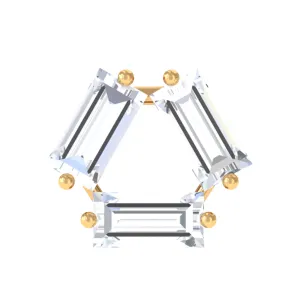 Three Stone Baguette Moissanite Simple Conch Earring