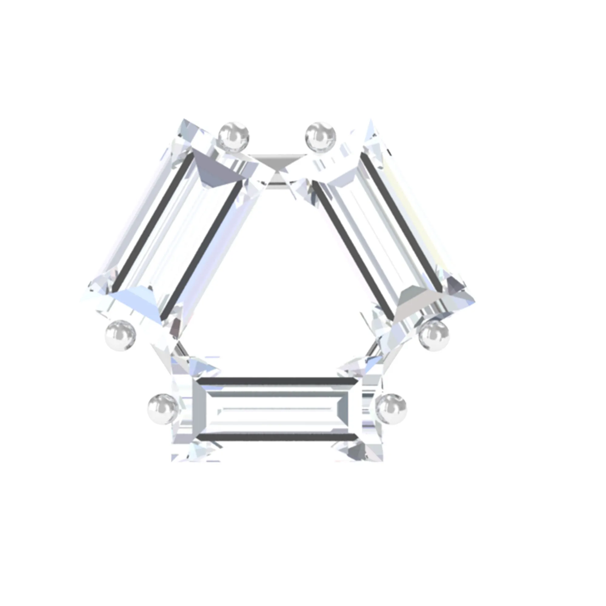 Three Stone Baguette Moissanite Simple Conch Earring
