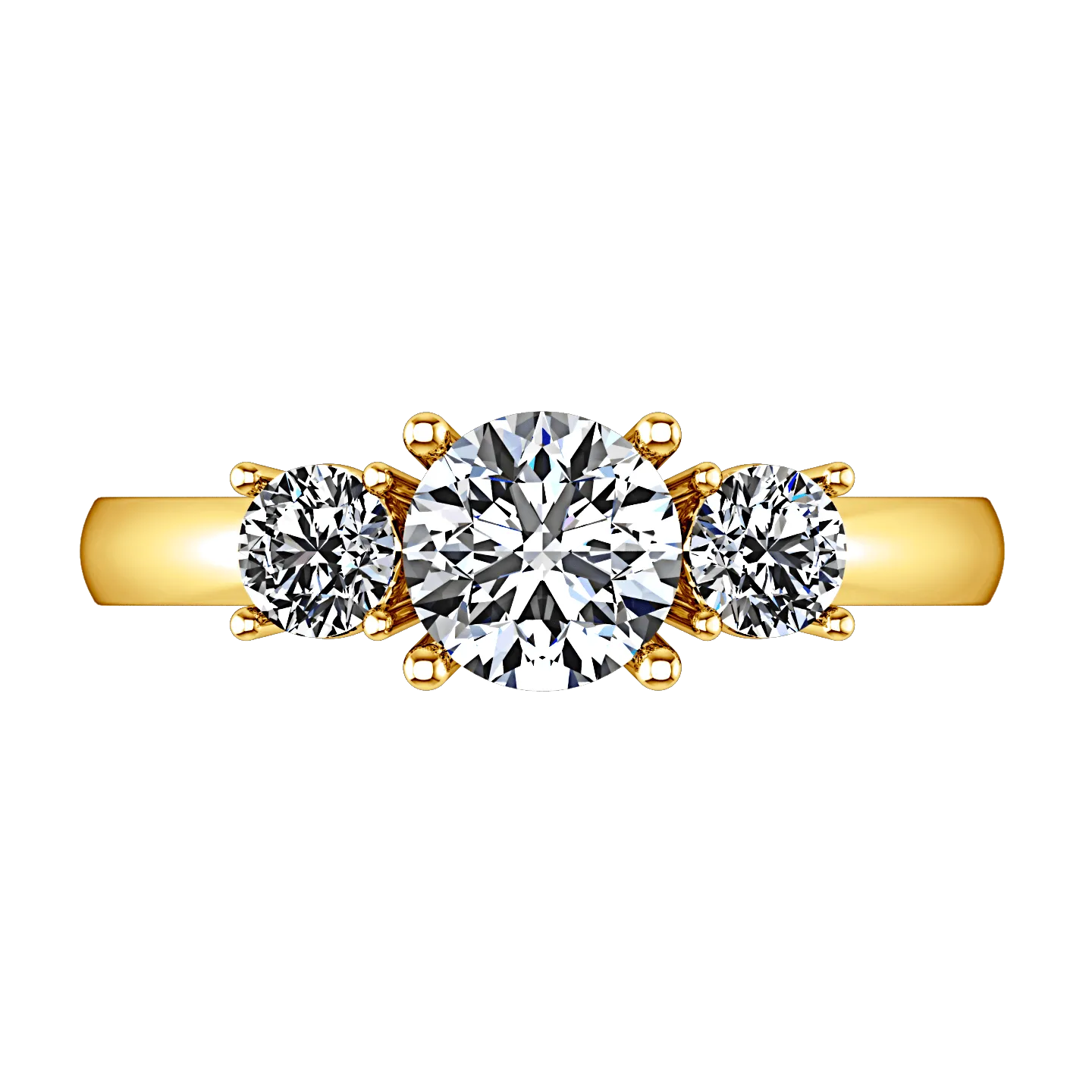 Three Stone Diamond Engagement Ring Alexandra 14K Yellow Gold