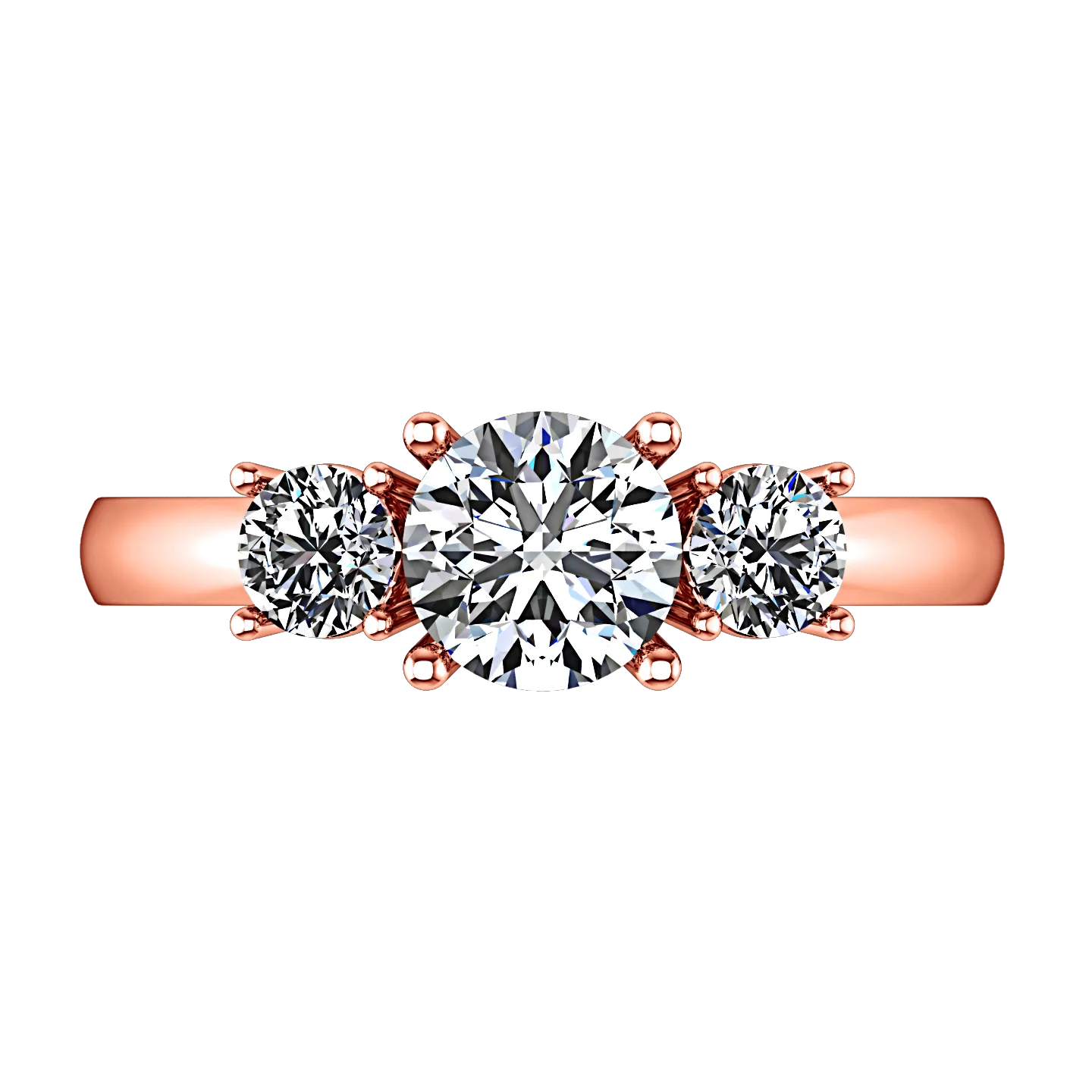 Three Stone Engagement Ring Alexandra 14K Rose Gold