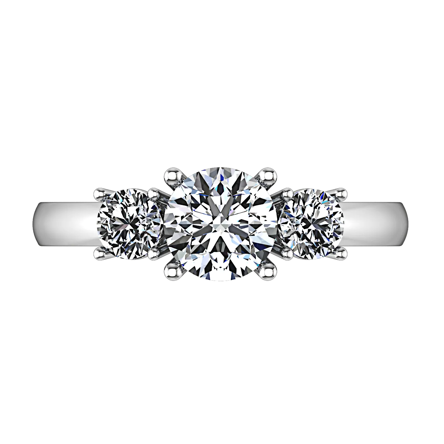 Three Stone Engagement Ring Alexandra 14K White Gold
