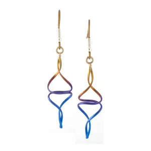 Titanium Bronze 3 Dimensional Two-Strand Drop Earrings