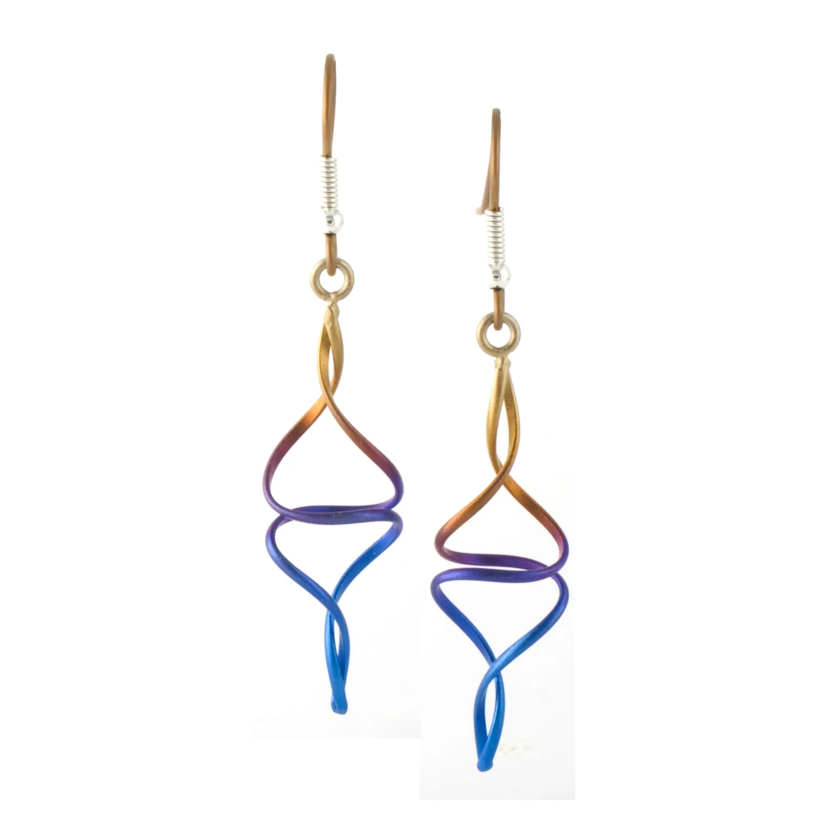 Titanium Bronze 3 Dimensional Two-Strand Drop Earrings