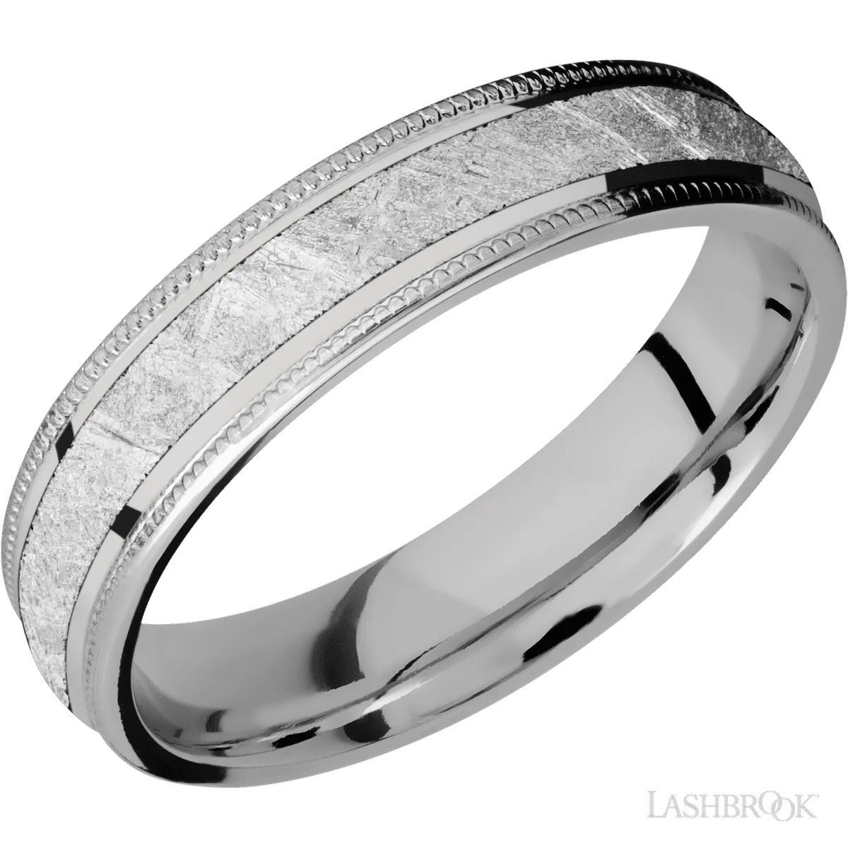 Titanium with Polish Finish and Meteorite Inlay - 5MM
