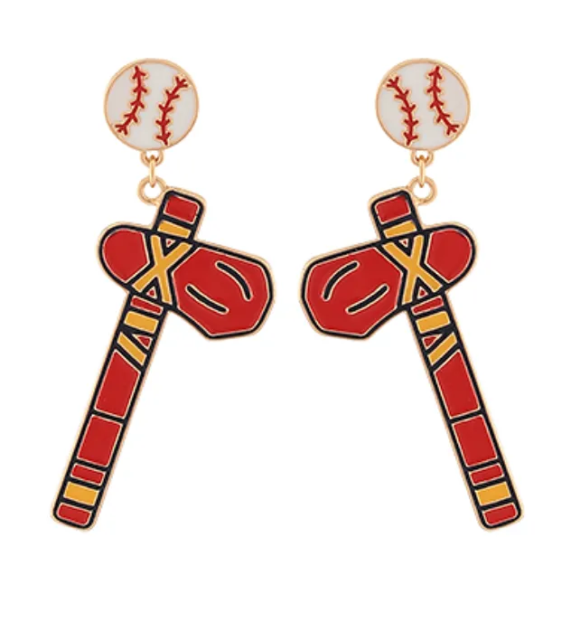 Tomahawk Baseball Drop Earrings