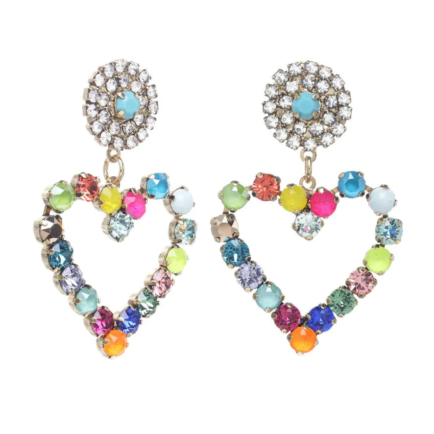 TOVA Max Pop Heart Earrings in Antique Gold