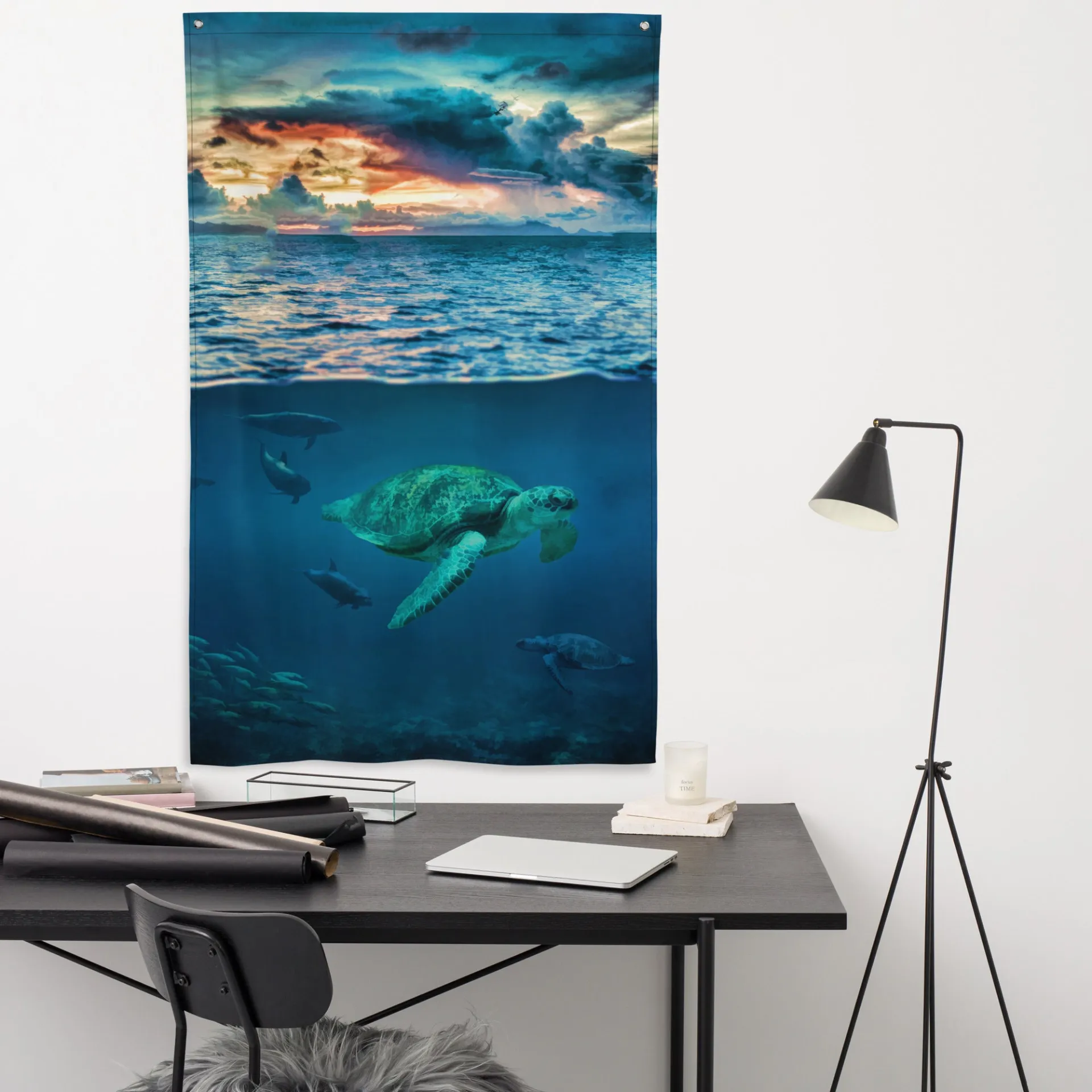 Turtle Wall Art Oil Painting Flag Tapestry - Vibrant & Versatile Decor