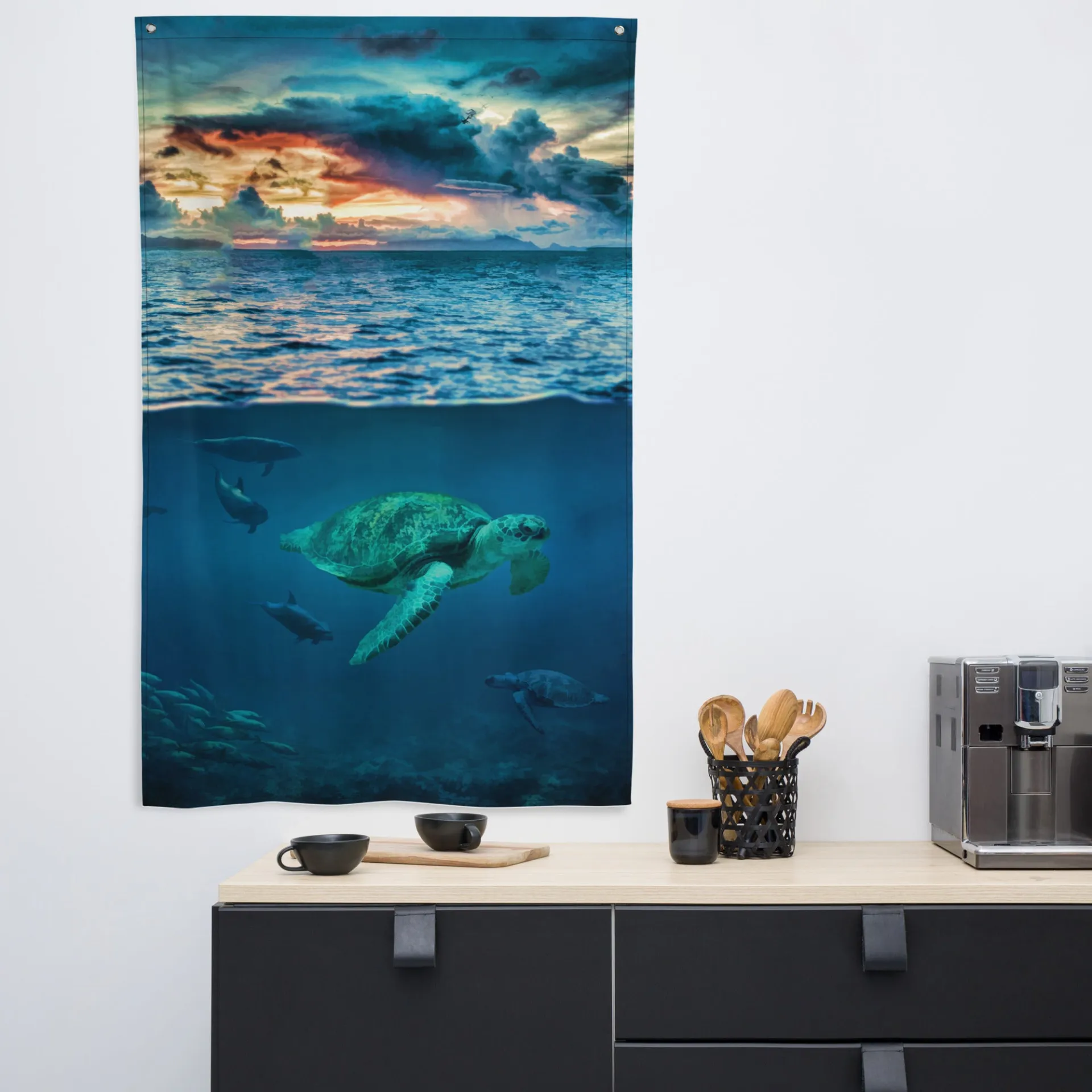 Turtle Wall Art Oil Painting Flag Tapestry - Vibrant & Versatile Decor