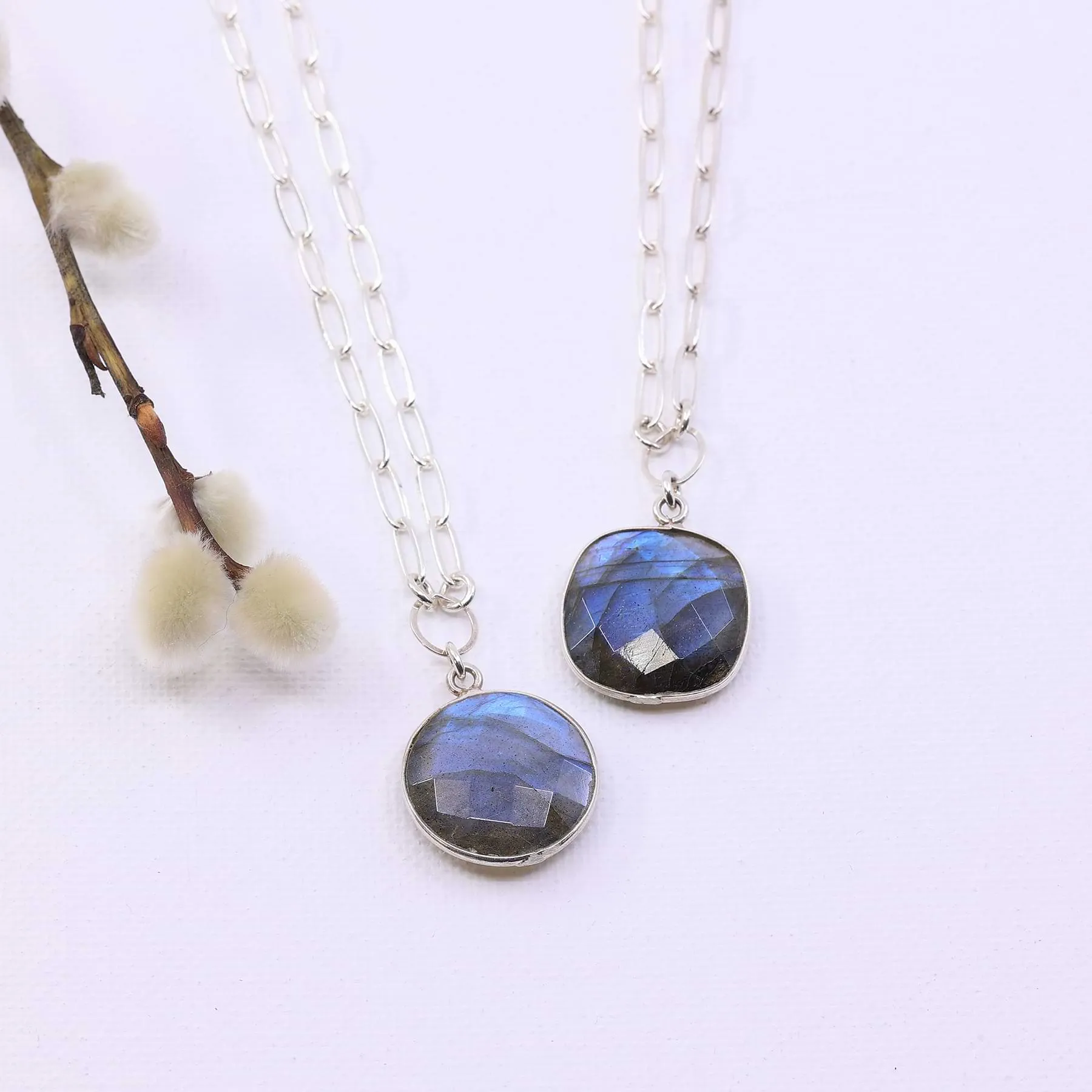 Twilight - Blue Labradorite Pendant Sterling Silver Necklace