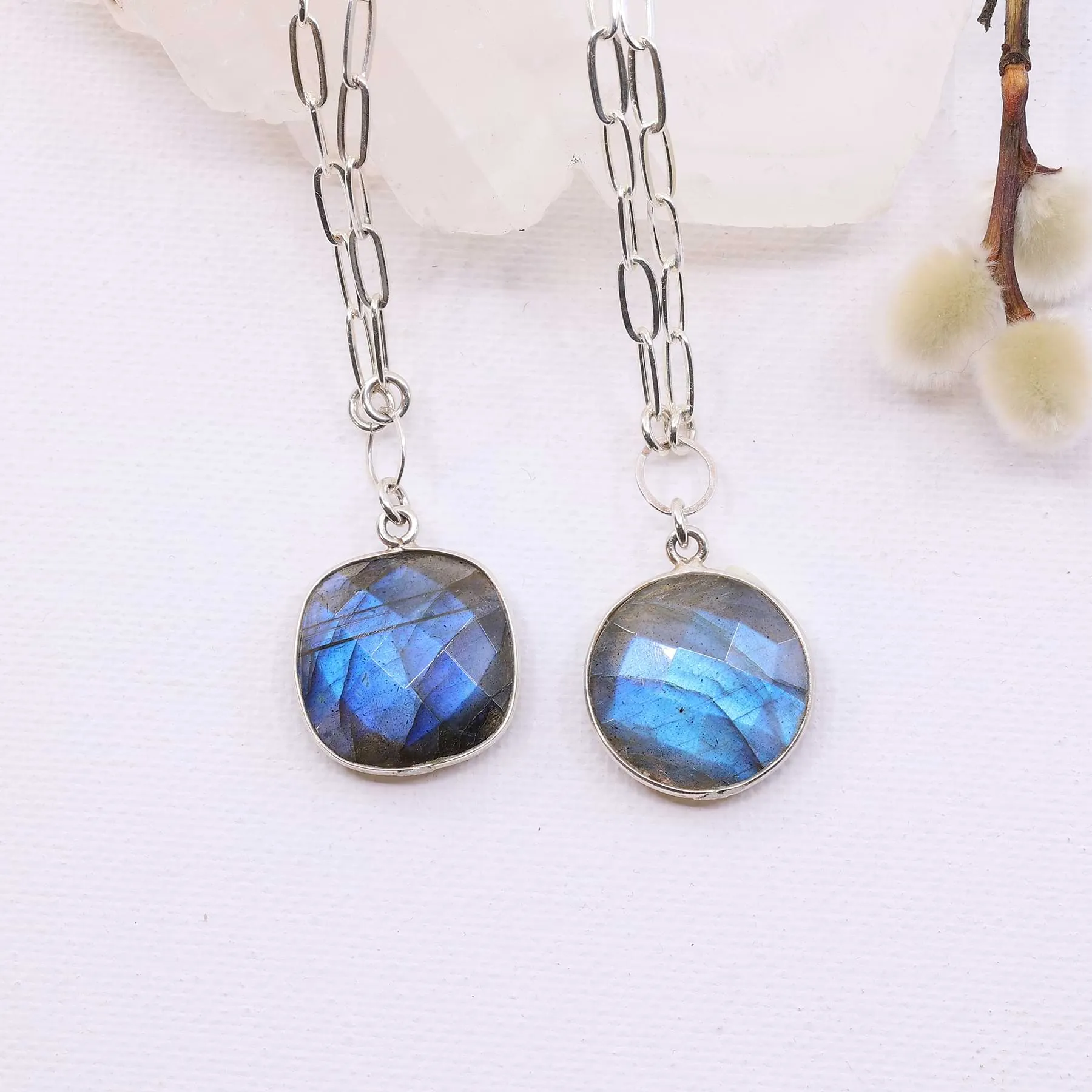 Twilight - Blue Labradorite Pendant Sterling Silver Necklace