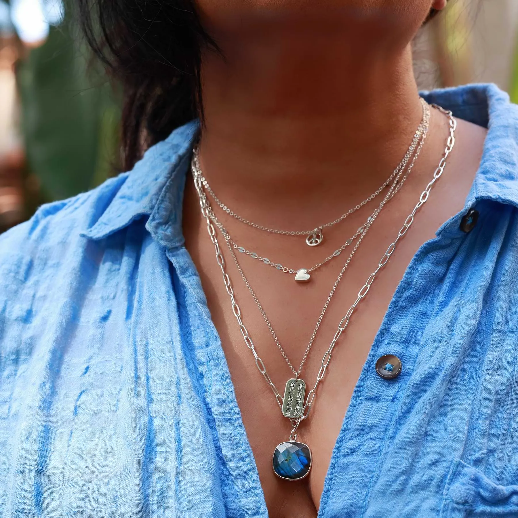 Twilight - Blue Labradorite Pendant Sterling Silver Necklace