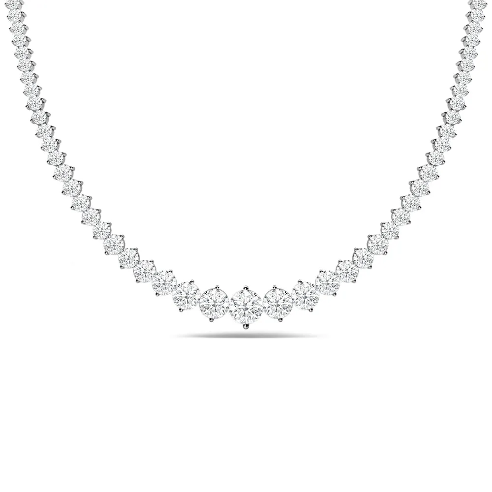 Two-Prong Tapering Diamond Tennis Necklace