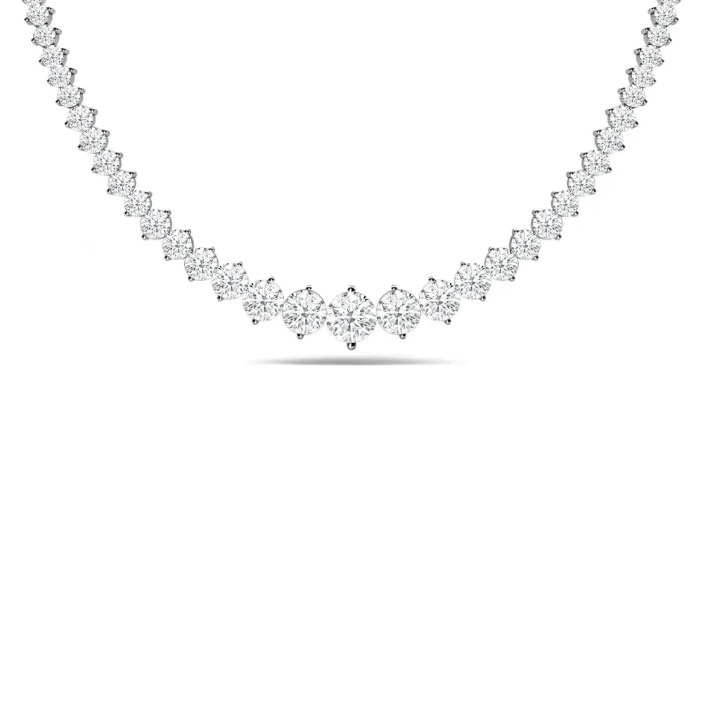 Two-Prong Tapering Diamond Tennis Necklace