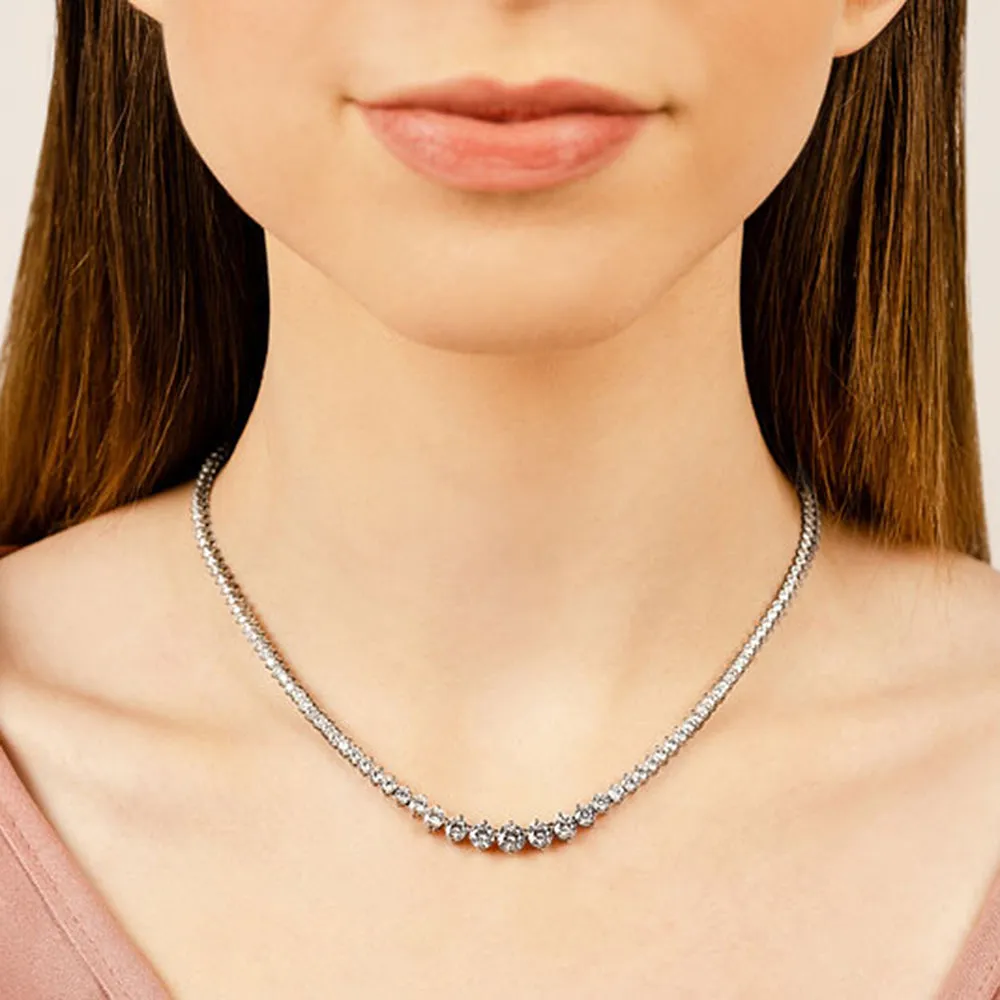 Two-Prong Tapering Diamond Tennis Necklace