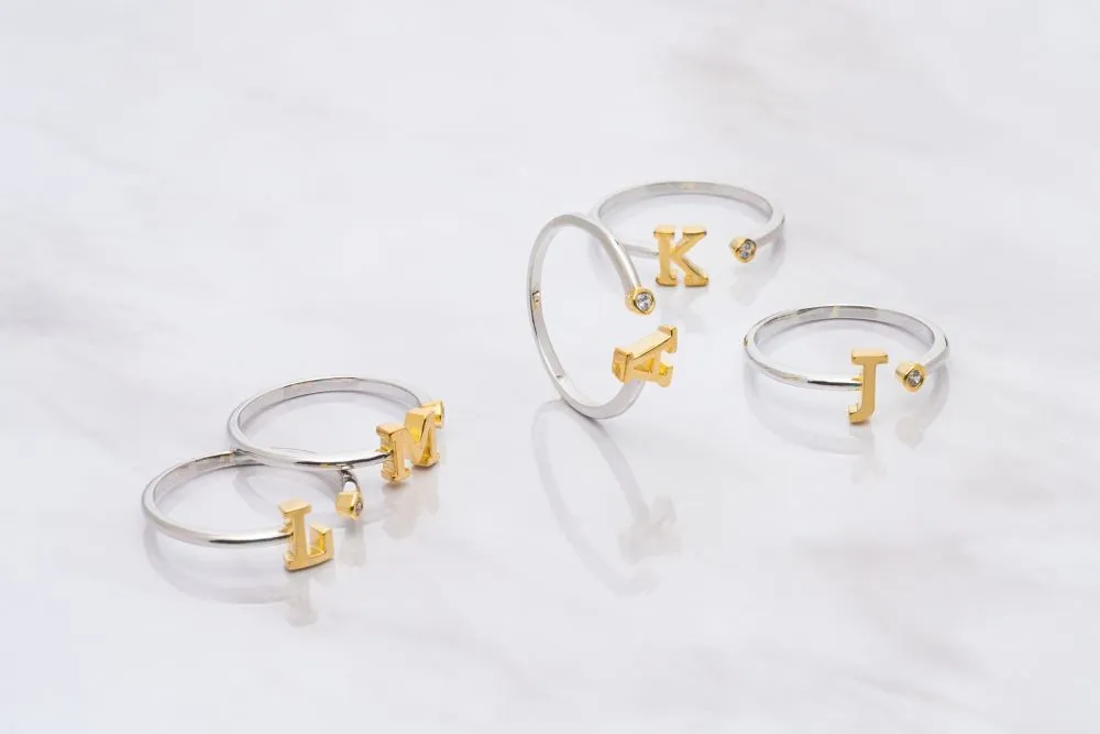 Two Tone F Initial Ring