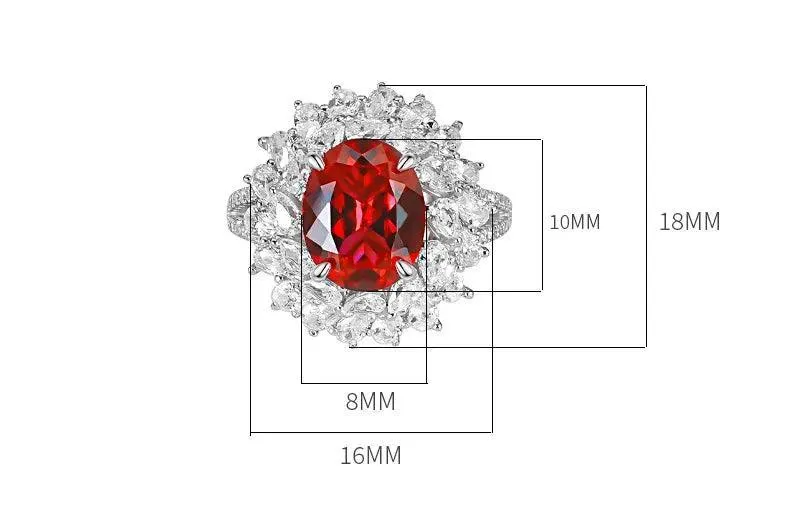Versatile Design Luxury Red Treasure Ring Inlaid with Dove Egg Design High Quality AAAAA High Carbon Diamonds