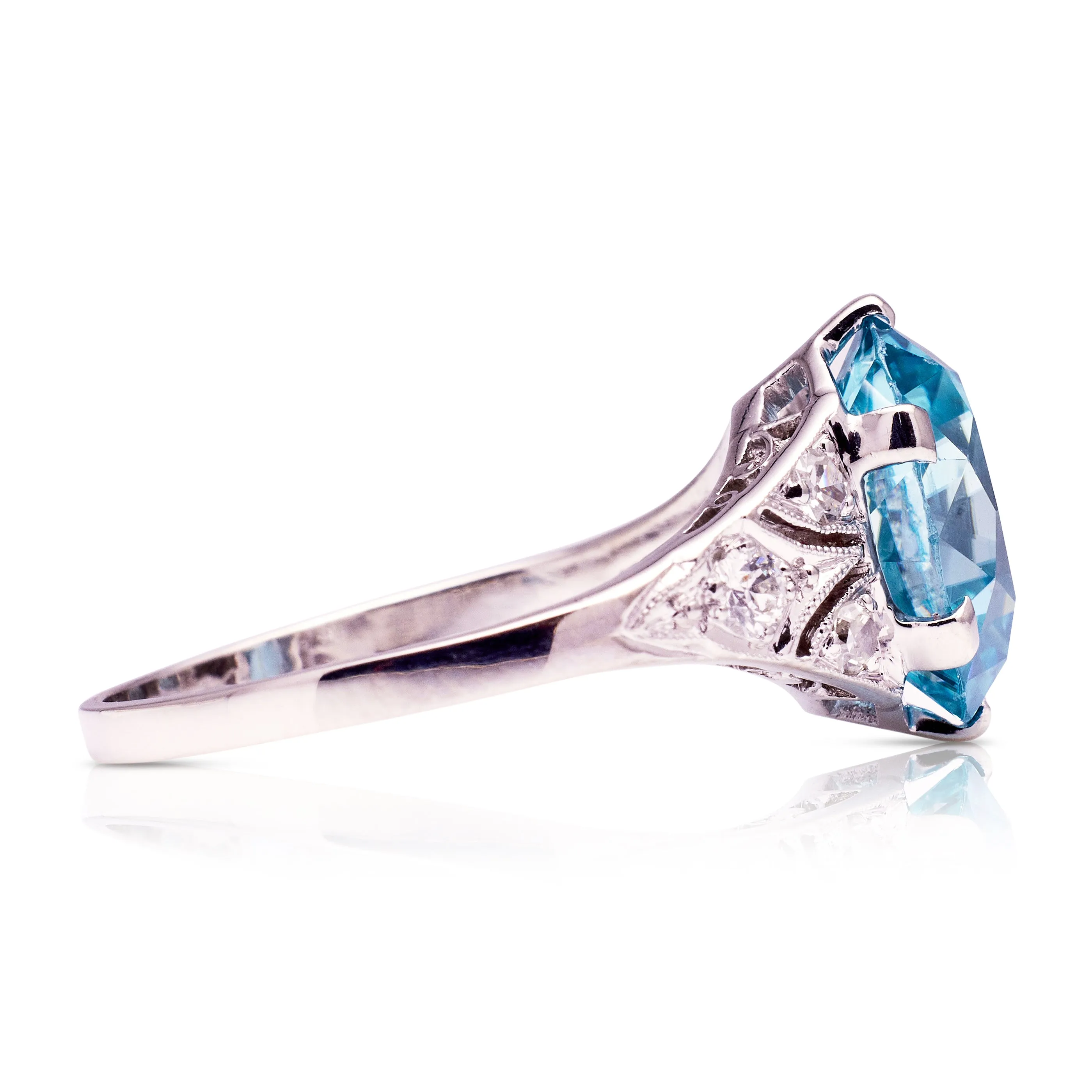 Vintage, Art Deco zircon & diamond ring & iridium