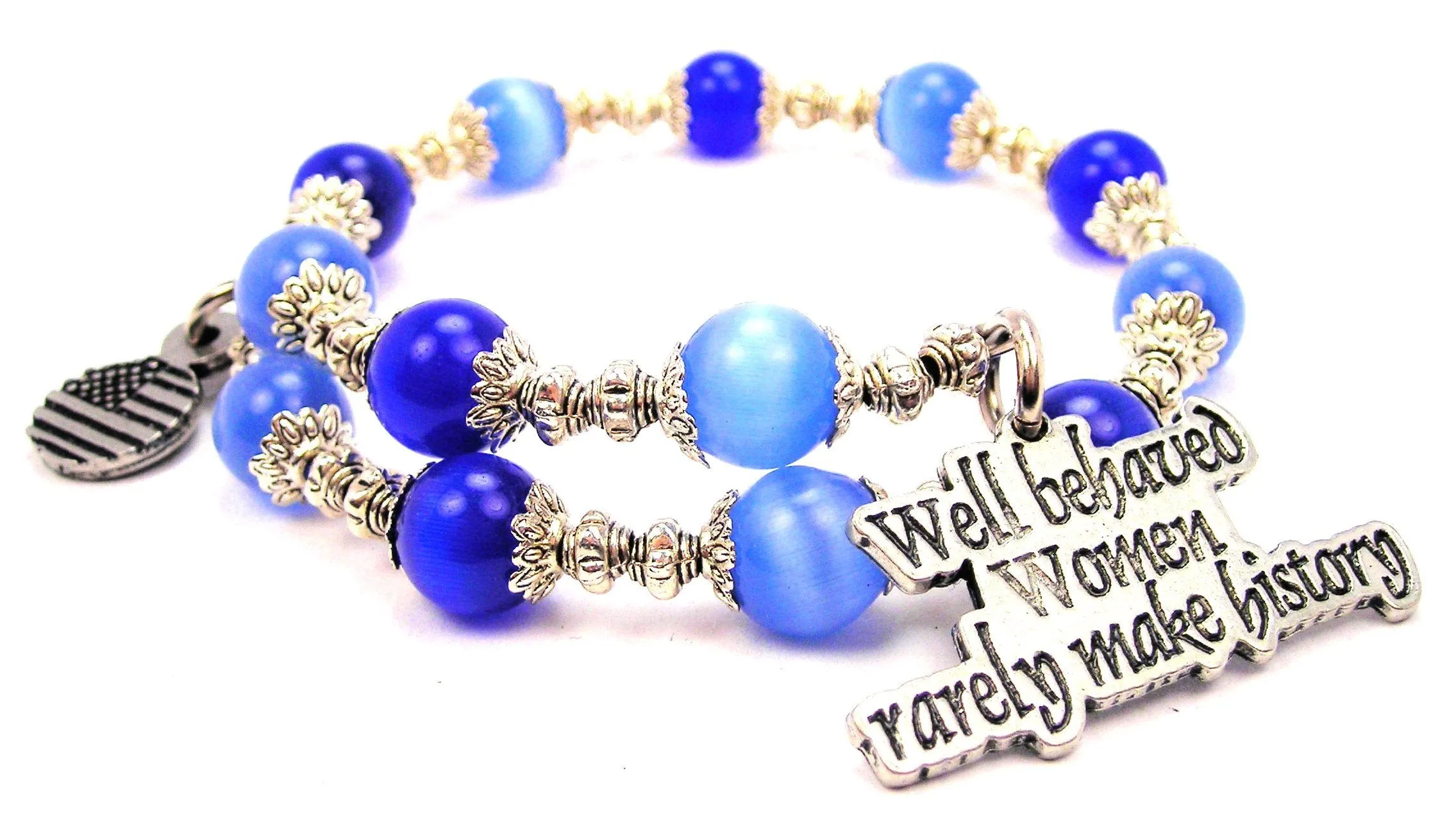 Well Behaved Woman Rarely Make History Cat's Eye Beaded Wrap Bracelet