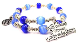 Well Behaved Woman Rarely Make History Cat's Eye Beaded Wrap Bracelet
