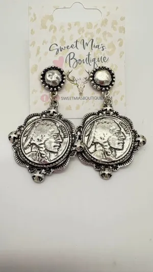 Western Native American Coin Earrings