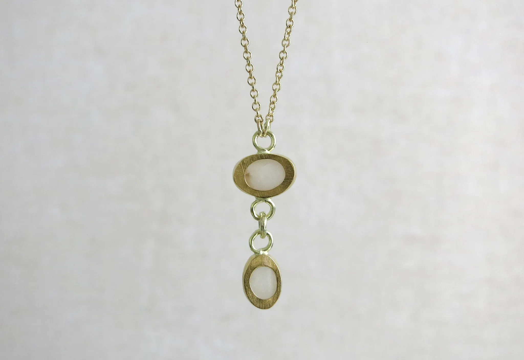 White Pebble Double Drop Necklace