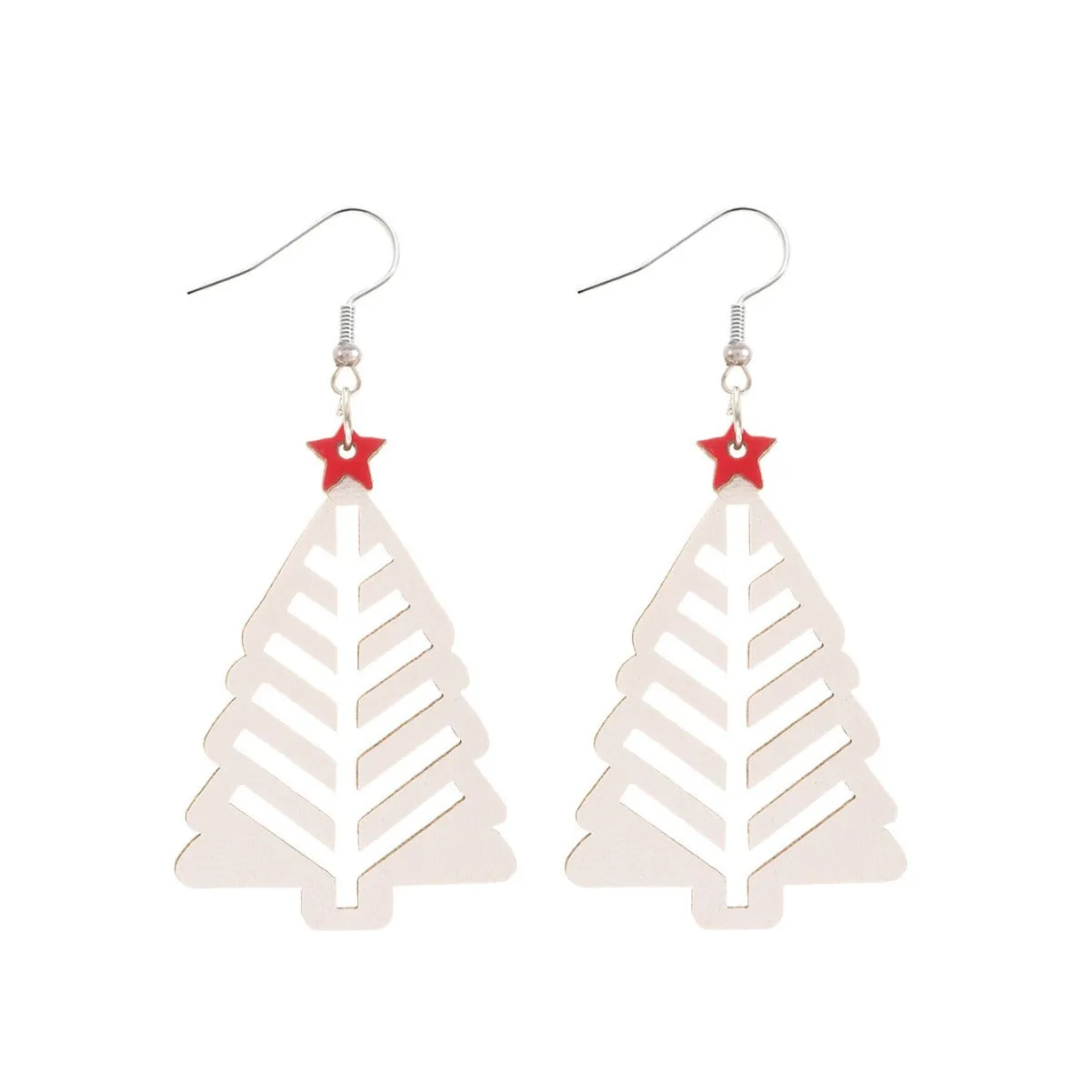 Wholesale Christmas Simple Hollow Christmas Tree Pu Leather Earrings