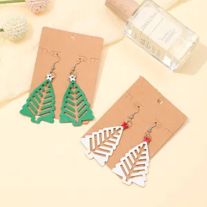 Wholesale Christmas Simple Hollow Christmas Tree Pu Leather Earrings