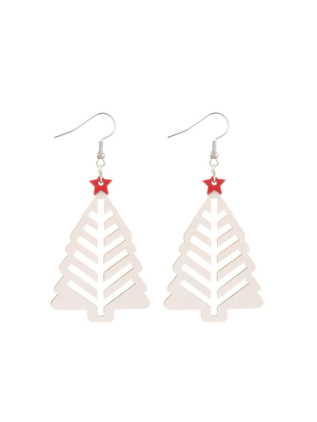 Wholesale Christmas Simple Hollow Christmas Tree Pu Leather Earrings