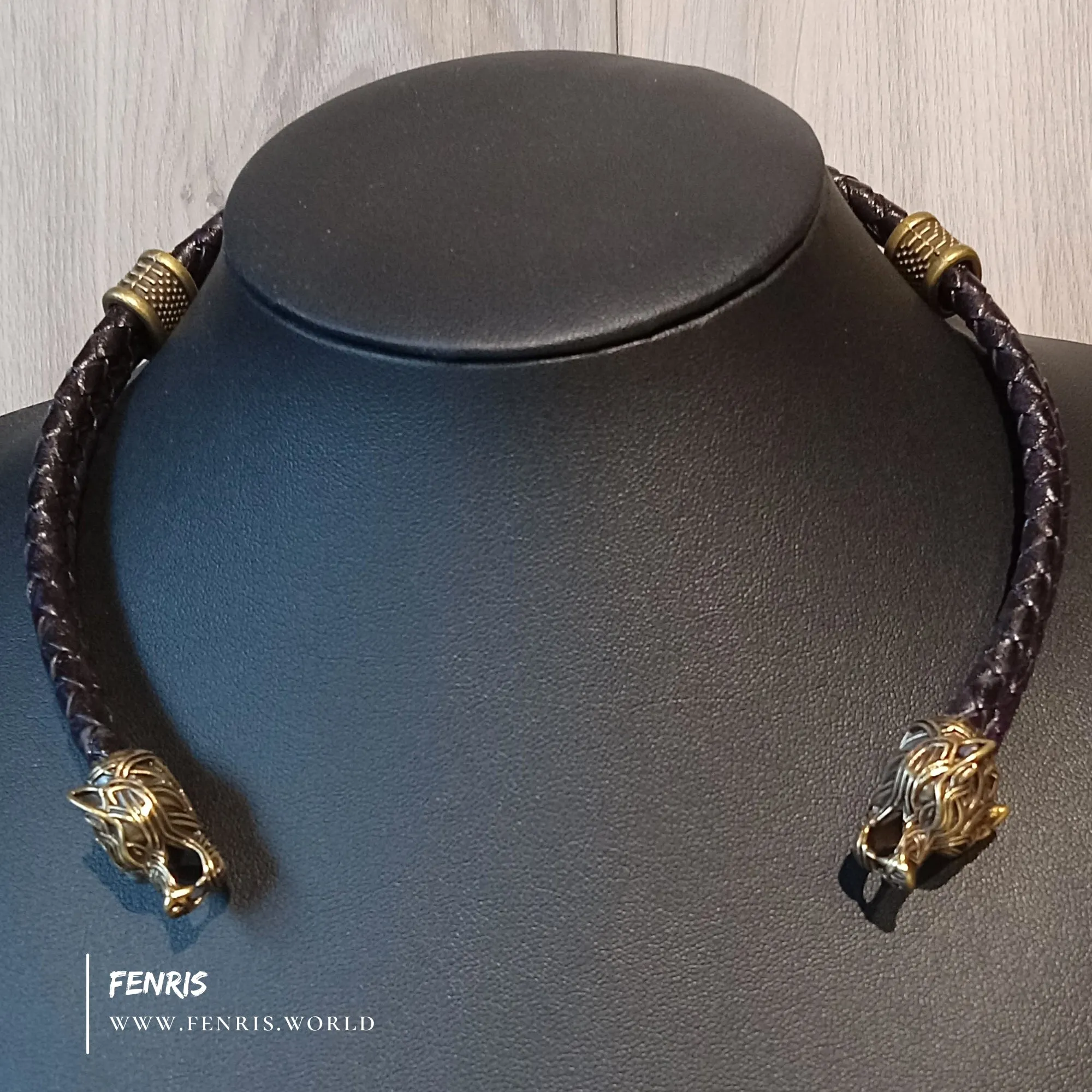 Wolf Torc Bronze Plum Leather Double Band | Fenris