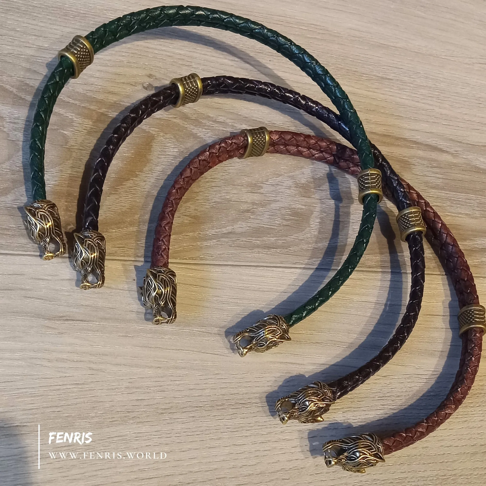Wolf Torc Bronze Plum Leather Double Band | Fenris