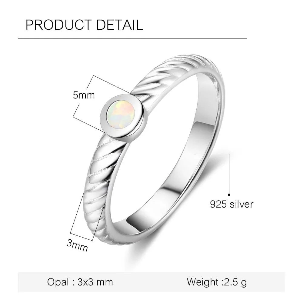 Women Solid Engagement Ring - Classy Opal Stoned 925 Sterling Silver Ring Ornaments