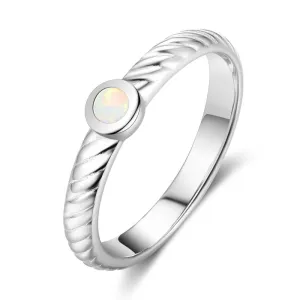 Women Solid Engagement Ring - Classy Opal Stoned 925 Sterling Silver Ring Ornaments