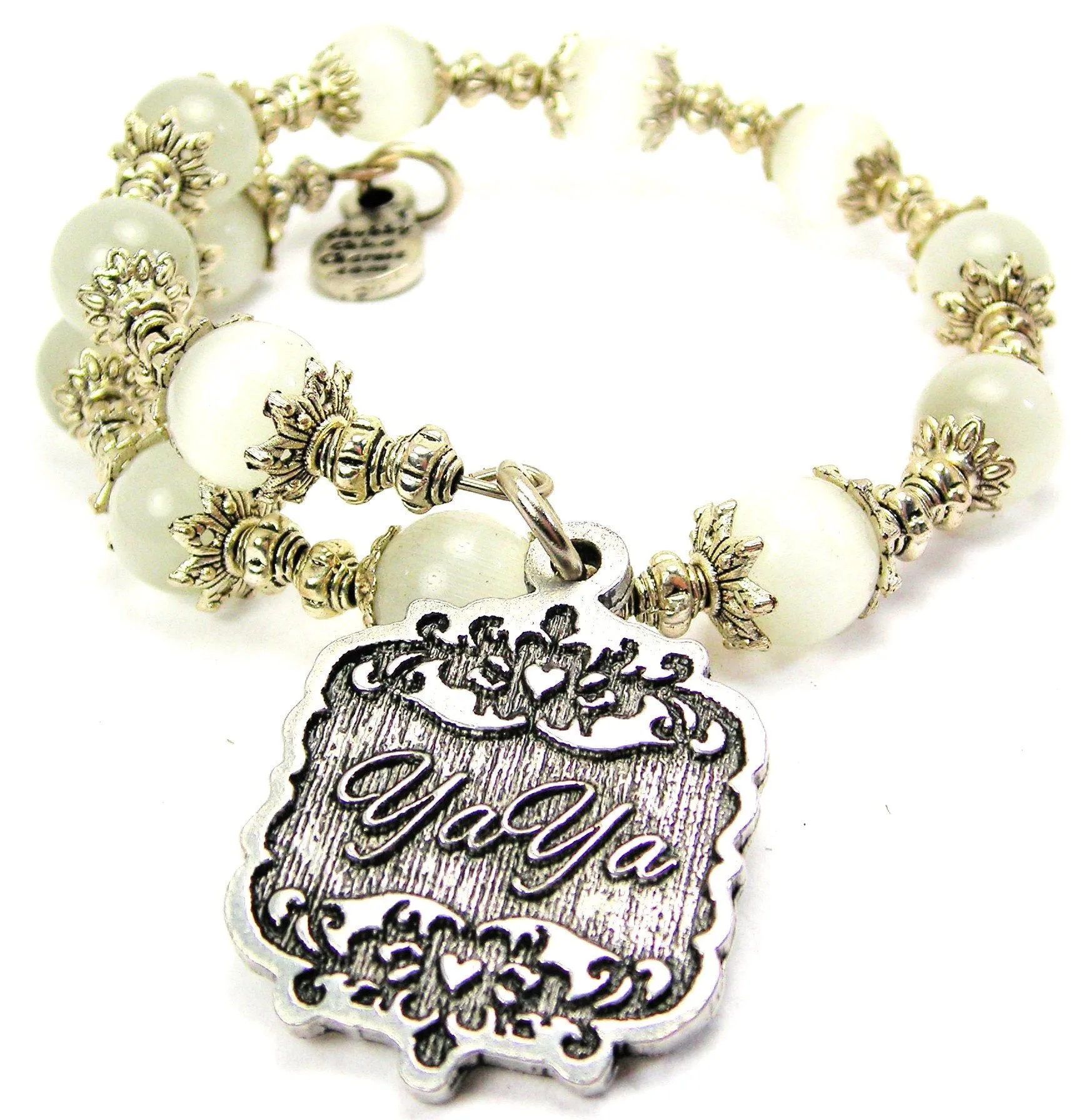 YaYa Victorian Scroll Cat's Eye Beaded Wrap Bracelet